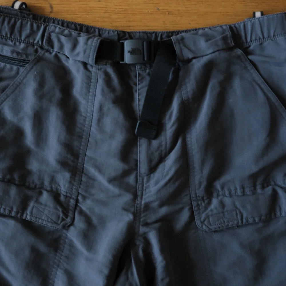 The North Face Cargo Shorts Gray Belted Nylon Gorpcore Hiking Mens L Utility